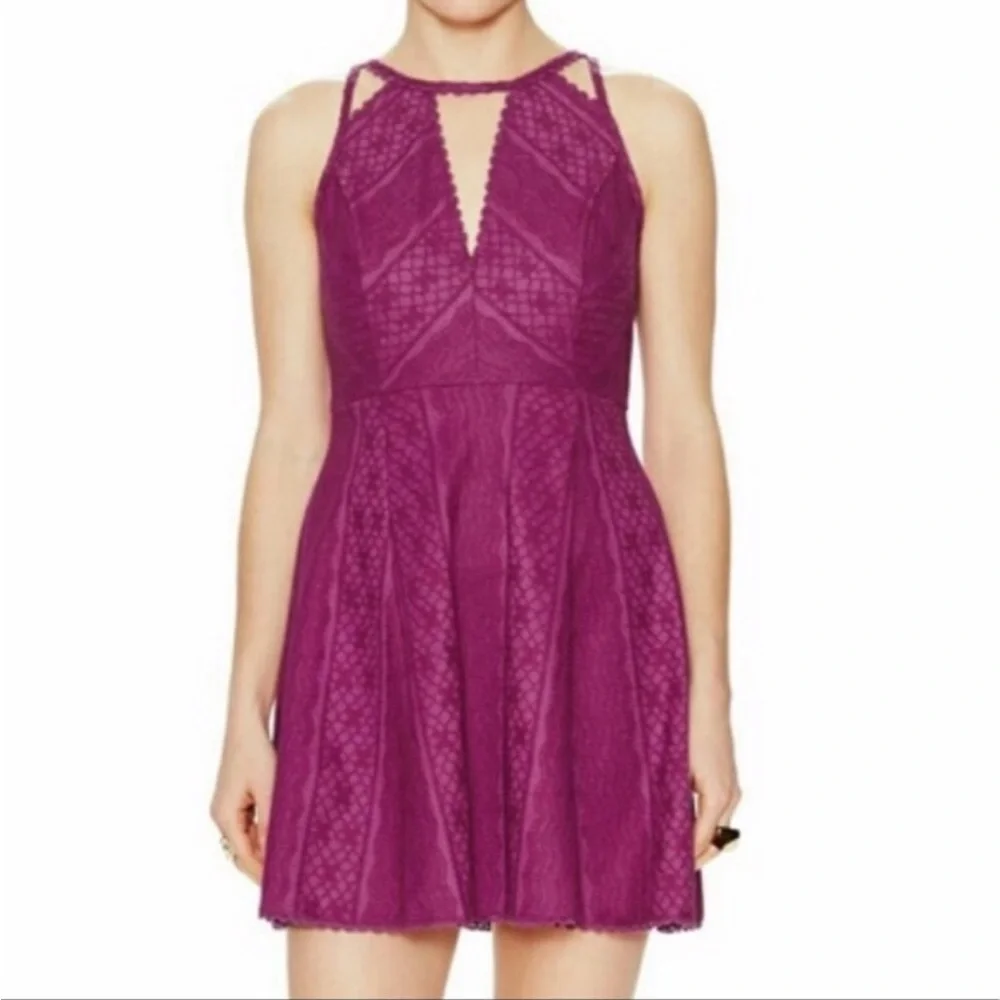 FREE PEOPLE Miss Connections Dress Fit & Flare Sleeveless Cutout Lace 4